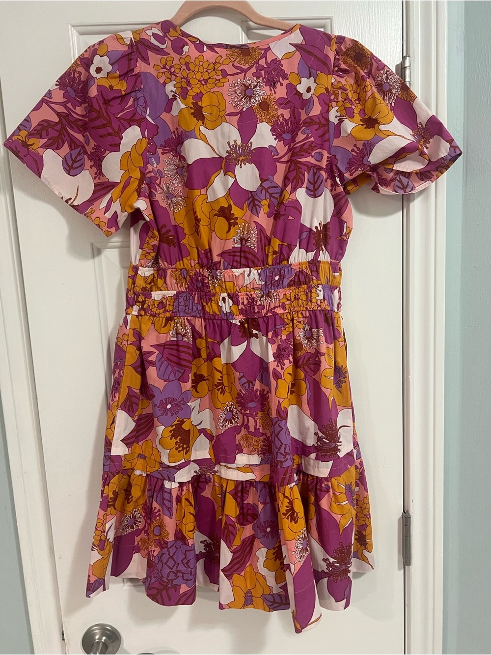 Anthropologie Somerset mini , Pink & Yellow Floral V-Neck Tiered Dress- NWT - Picture 5 of 5